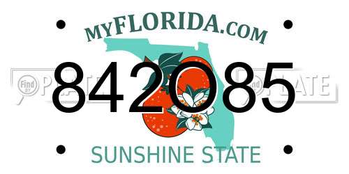 842O85 Florida License Plate