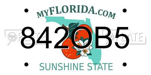 842OB5 Florida License Plate