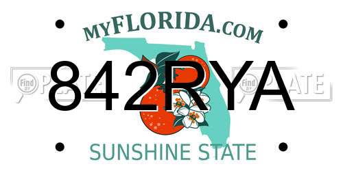 842RYA Florida License Plate