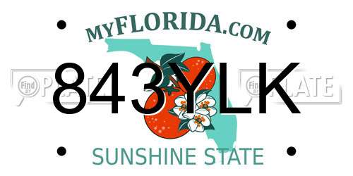 843YLK Florida License Plate