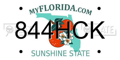 844HCK Florida License Plate