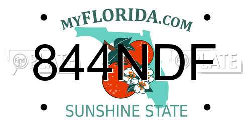 844NDF Florida License Plate