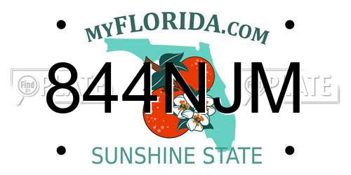844NJM Florida License Plate