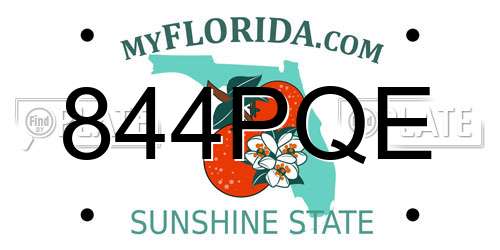 844PQE Florida License Plate