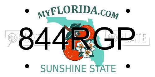 844RGP Florida License Plate