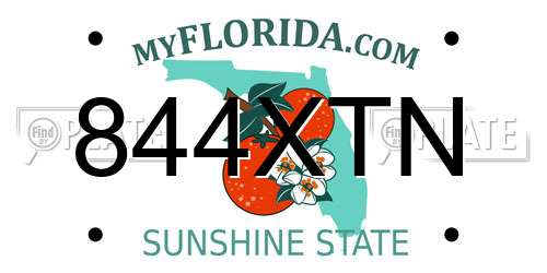 844XTN Florida License Plate