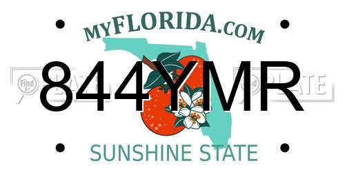 844YMR Florida License Plate