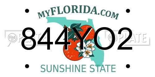 844YO2 Florida License Plate