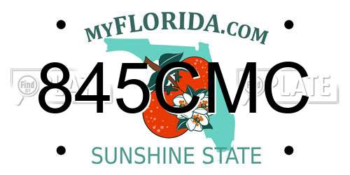 845CMC Florida License Plate