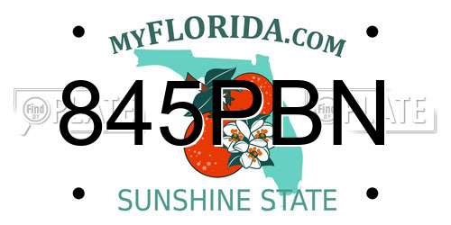 845PBN Florida License Plate