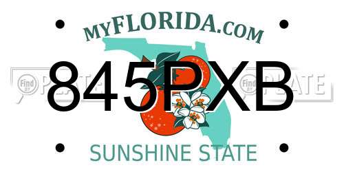 845PXB Florida License Plate
