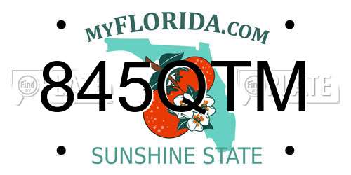 845QTM Florida License Plate