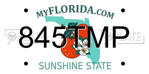 845TMP Florida License Plate