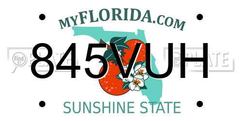 845VUH Florida License Plate