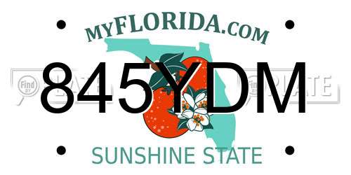 845YDM Florida License Plate