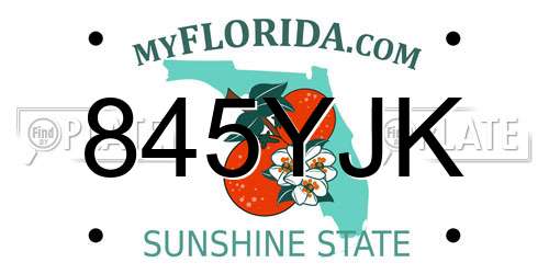 845YJK Florida License Plate