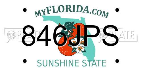 846JPS Florida License Plate