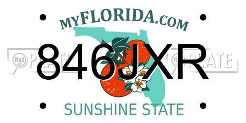 846JXR Florida License Plate