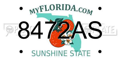 8472AS Florida License Plate