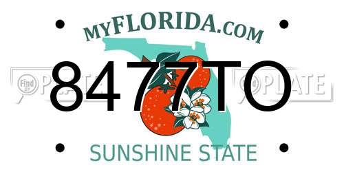 8477TO Florida License Plate