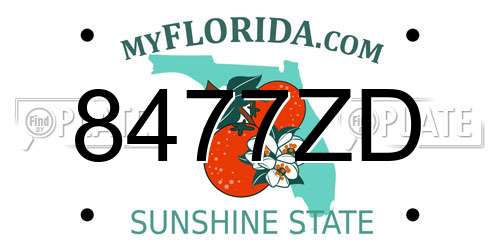 8477ZD Florida License Plate