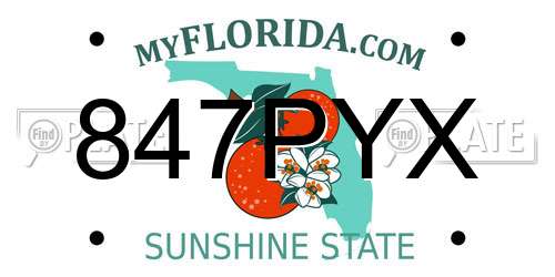 847PYX Florida License Plate
