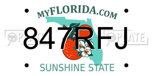 847RFJ Florida License Plate
