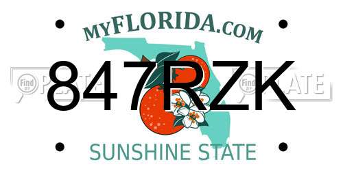 847RZK Florida License Plate