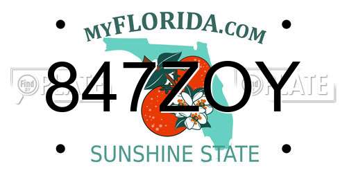 847ZOY Florida License Plate
