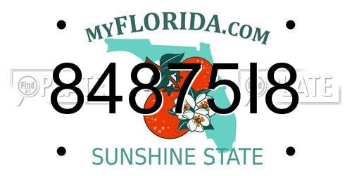 84875I8 Florida License Plate