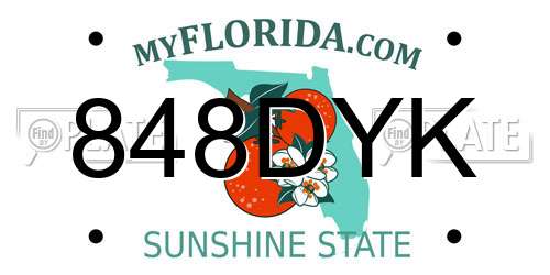 848DYK Florida License Plate