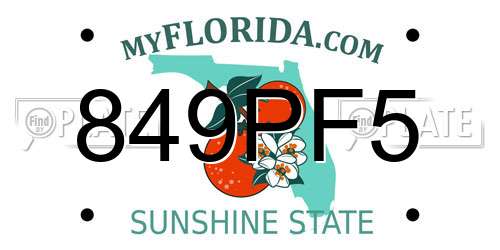 849PF5 Florida License Plate