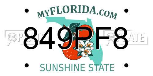 849PF8 Florida License Plate