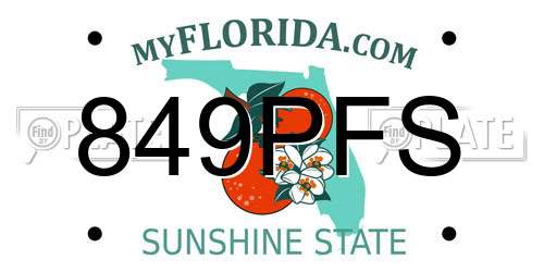 849PFS Florida License Plate