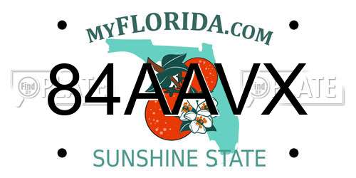 84AAVX Florida License Plate