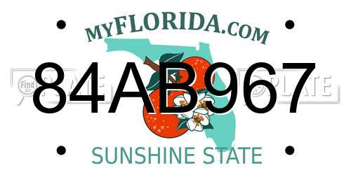 84AB967 Florida License Plate