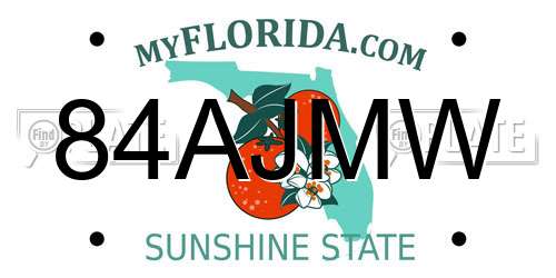 84AJMW Florida License Plate