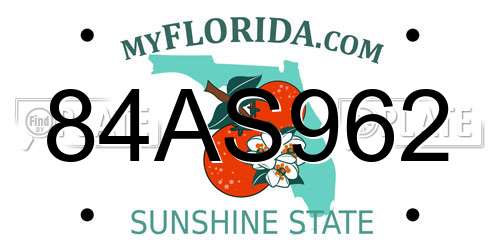 84AS962 Florida License Plate