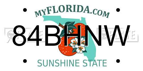 84BHNW Florida License Plate