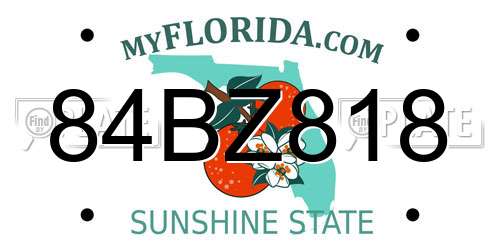 84BZ818 Florida License Plate