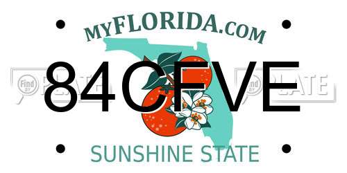 84CFVE Florida License Plate