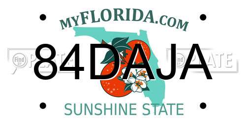 84DAJA Florida License Plate