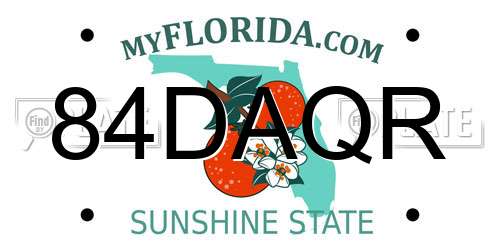 84DAQR Florida License Plate