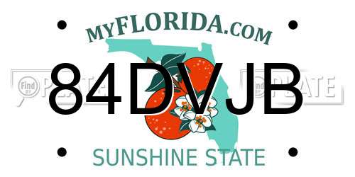84DVJB Florida License Plate