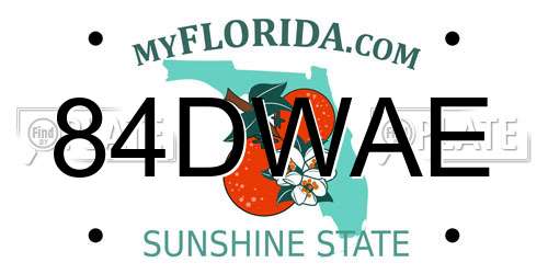 84DWAE Florida License Plate