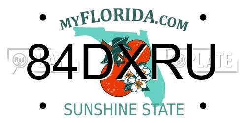 84DXRU Florida License Plate