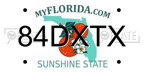 84DXTX Florida License Plate