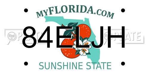 84ELJH Florida License Plate