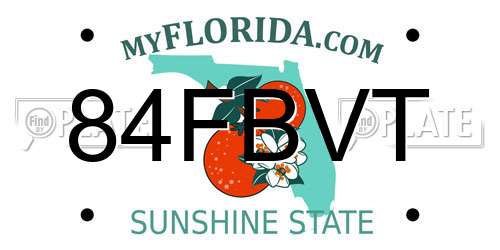 84FBVT Florida License Plate