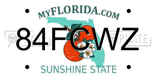 84FCWZ Florida License Plate